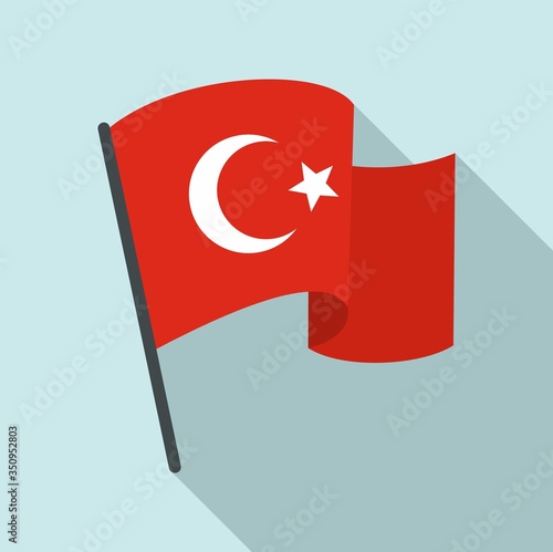 Turkey flag icon. Flat illustration of turkey flag vector icon for web design