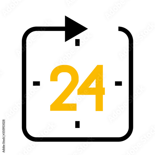24 hours symbol, half line half color style