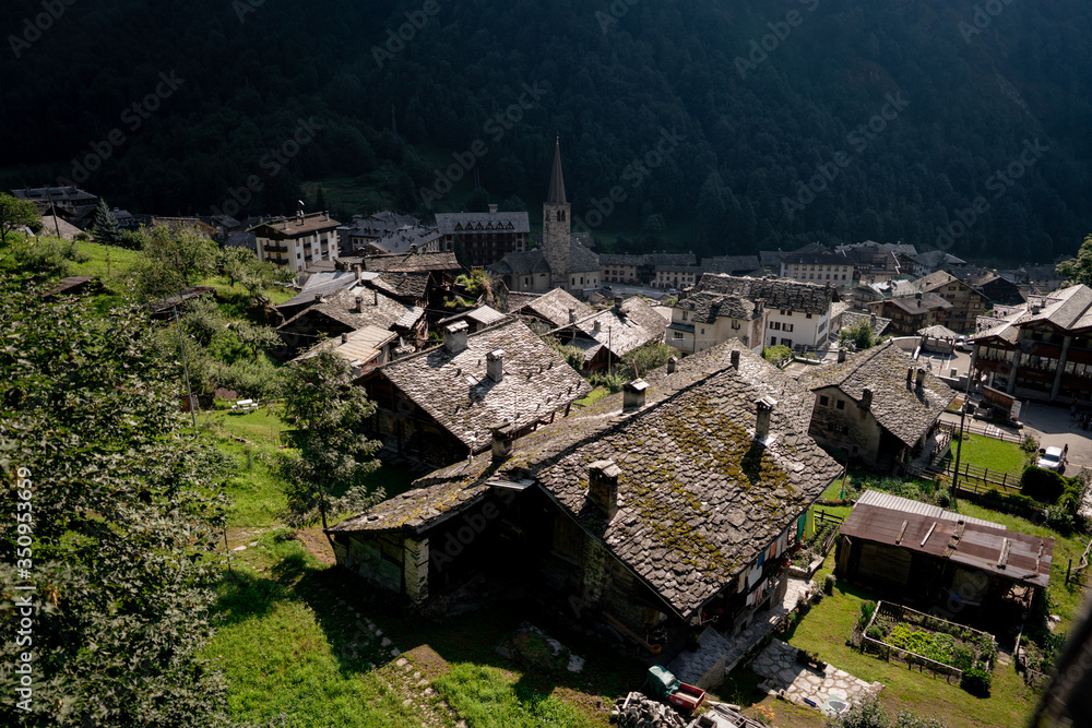 Village between the rocky mountains