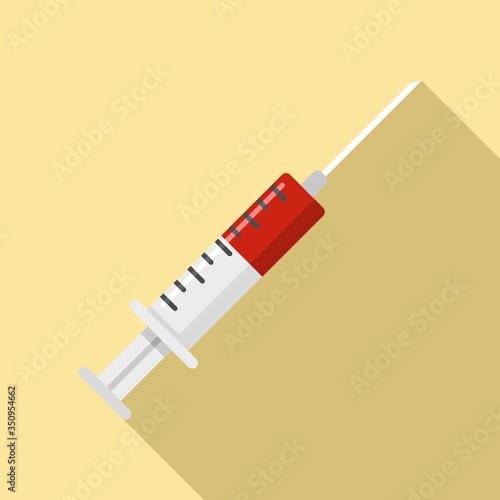 Syringe with blood icon. Flat illustration of syringe with blood vector icon for web design