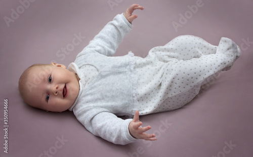 Bright portrait of adorable baby. Family concept