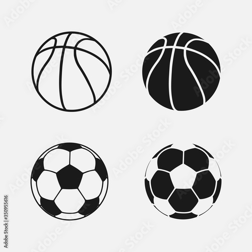 Ball collection. Soccer and basketball ball. Balls in web design. Vector illustration