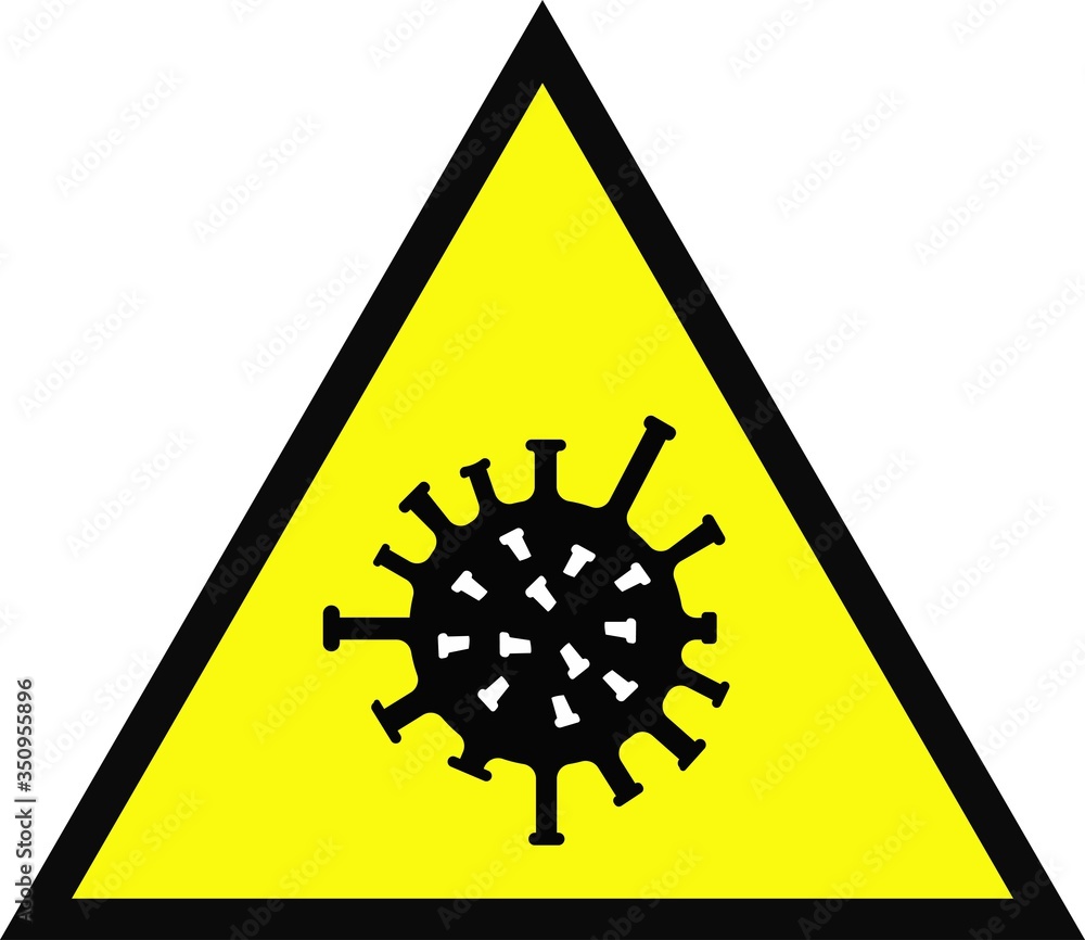 A triangular sign warning of the danger of coronavirus infection. Vector icons on a white background. A triangular sign warning of the danger of coronavirus infection. Vector icons on a white background.