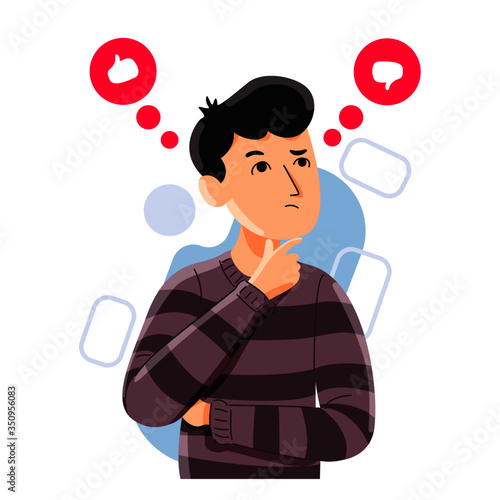 father thinking decision. good or bad. vector and illustration.