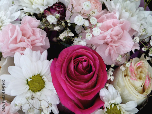 Arrangement of beautiful flowers. Festive bouquet