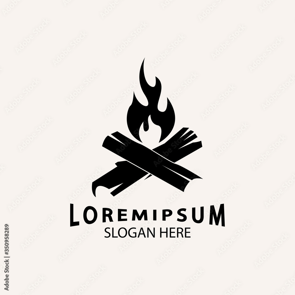 vintage Hipster bonfire Campfire logo badge label vector illustration