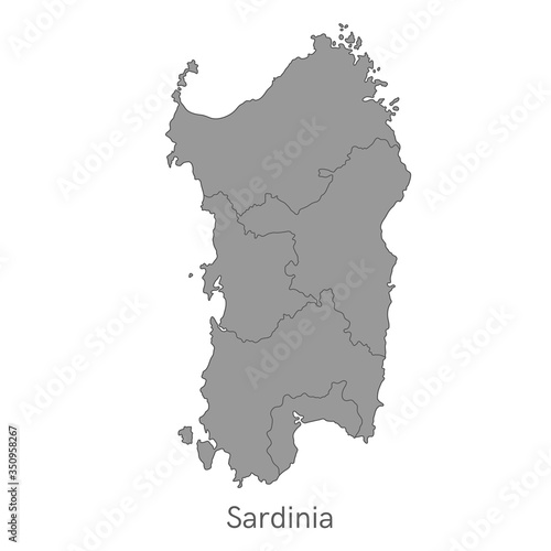 Vector illustration  administrative map of Sardinia with the borders of the provinces
