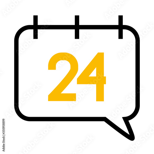 calendar with speech bubble shape, half line half color style