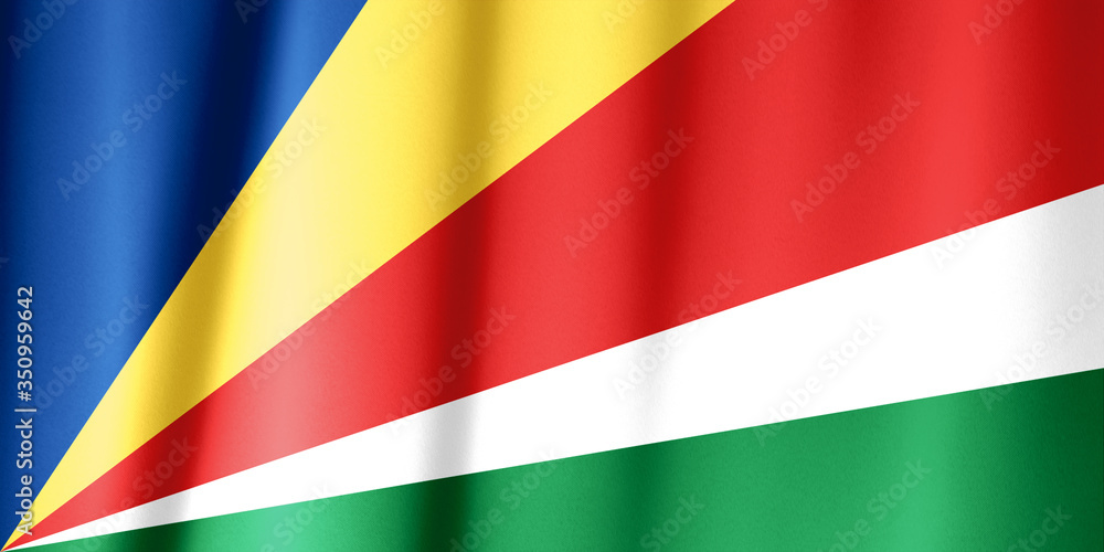 Fototapeta premium Flag of Seychelles waving. National Seychelles Flag for Independence day.