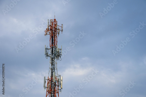 Antenna transmission communication. Cell phone signal base station.