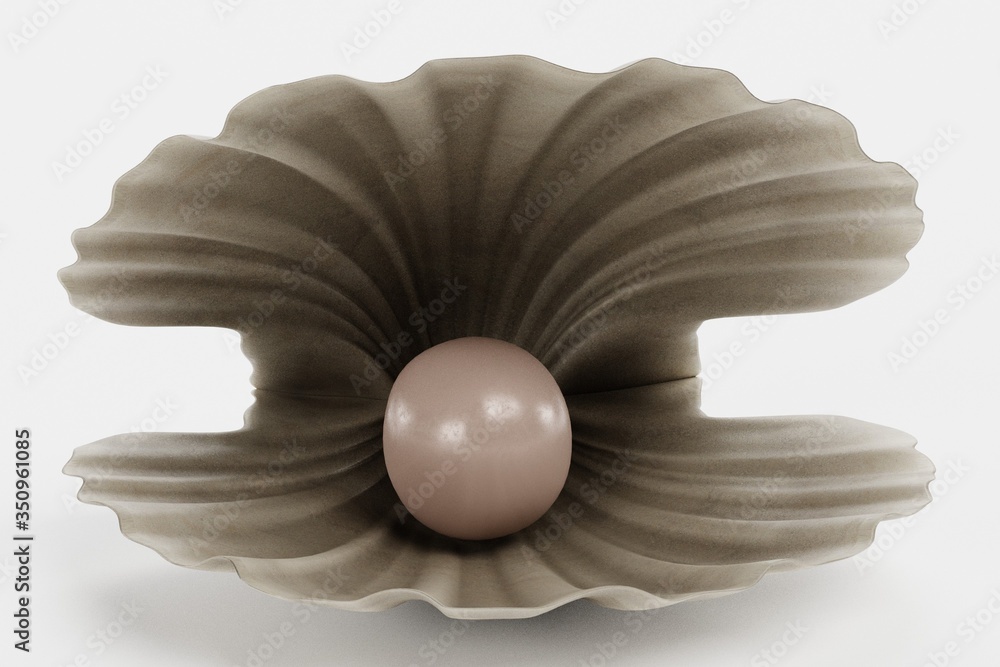 Realistic 3D render of Clam with Pearl Realistic 3D render of Clam with Pearl