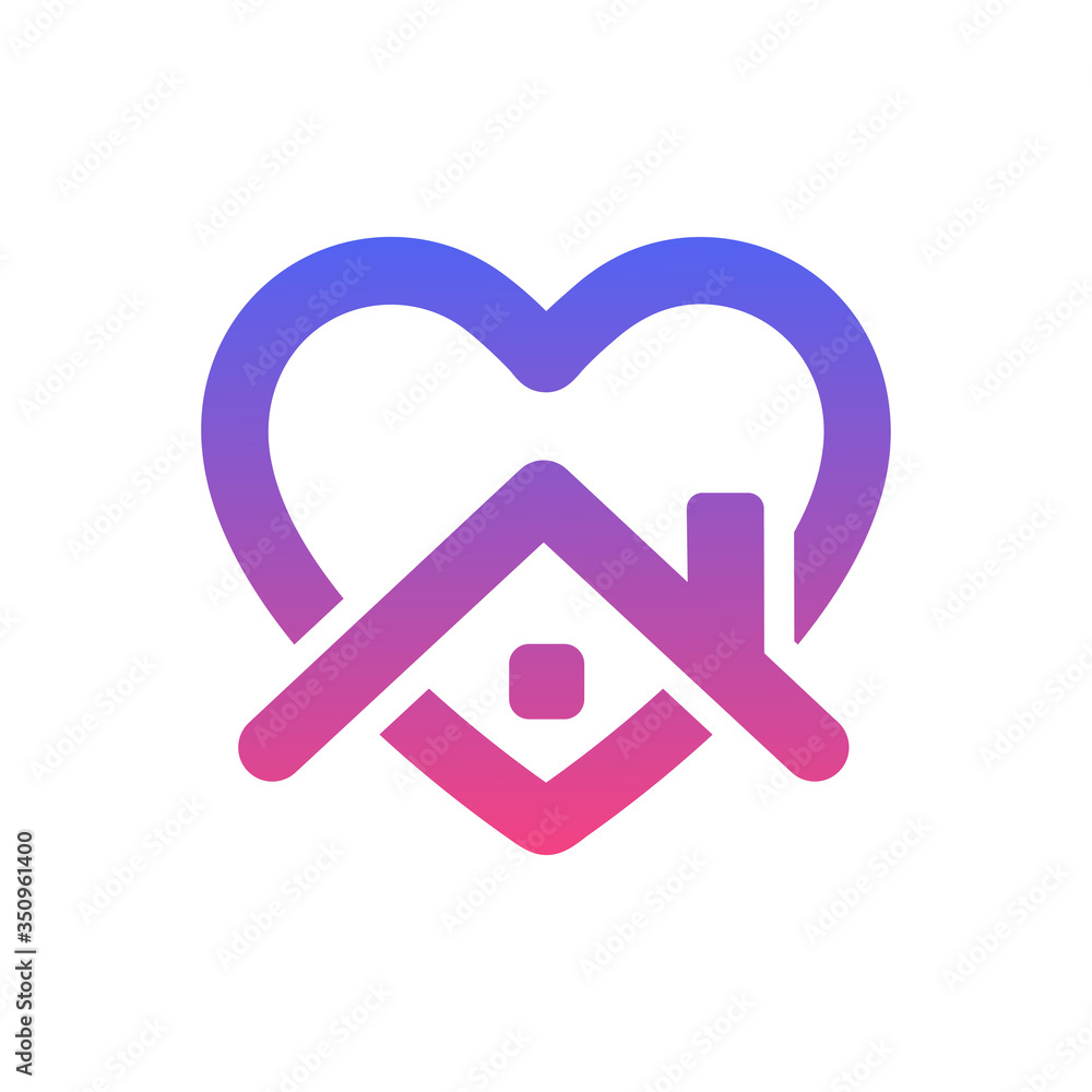 Stay home. Vector isolated element. Social media sign. Stay home heart home sticker symbol vector. Stay home. Vector isolated element. Social media sign. Stay home heart home sticker symbol vector.