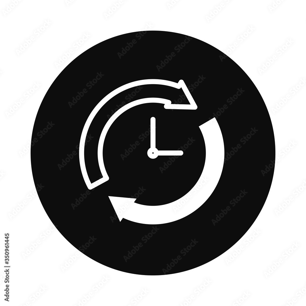 clock with sync arrows icon, block style