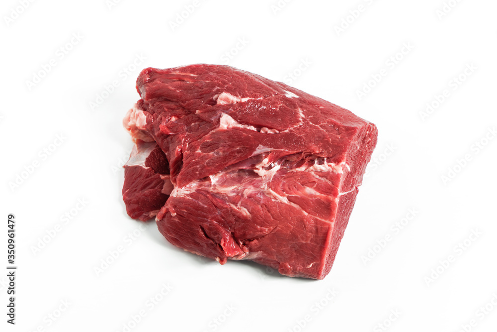 Obraz premium Freshness raw beef in pieces with white background.