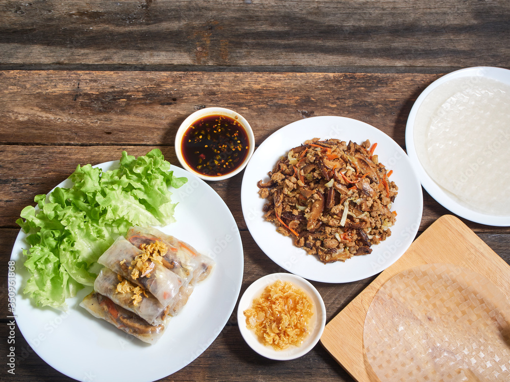 Spring rolls and rice paper. Spring rolls and rice paper.