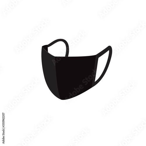 Black face mask icon design. Black surgical mask design. Covid-19 danger. Pandemic danger. Stop spreading virus. Vector illustration.