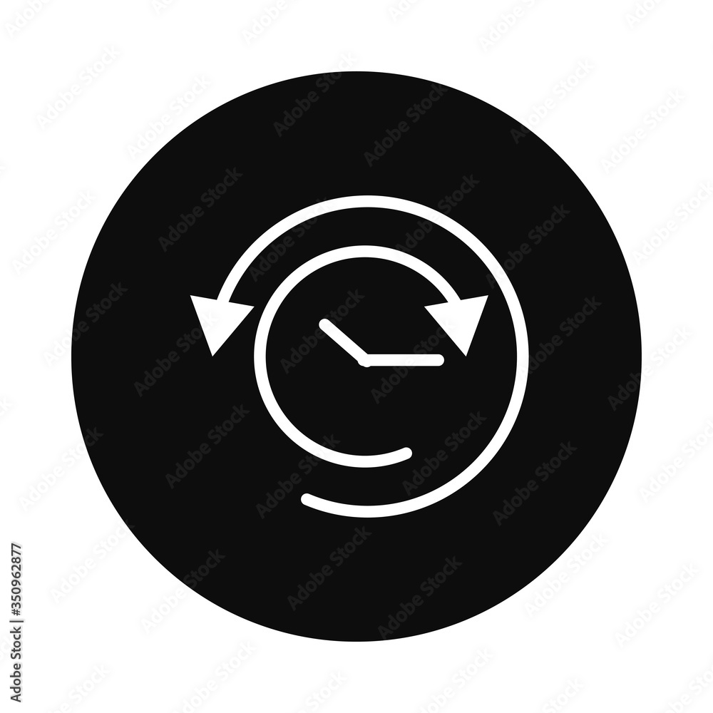 Refresh time symbol, clock with arrows, block style Refresh time symbol, clock with arrows, block style