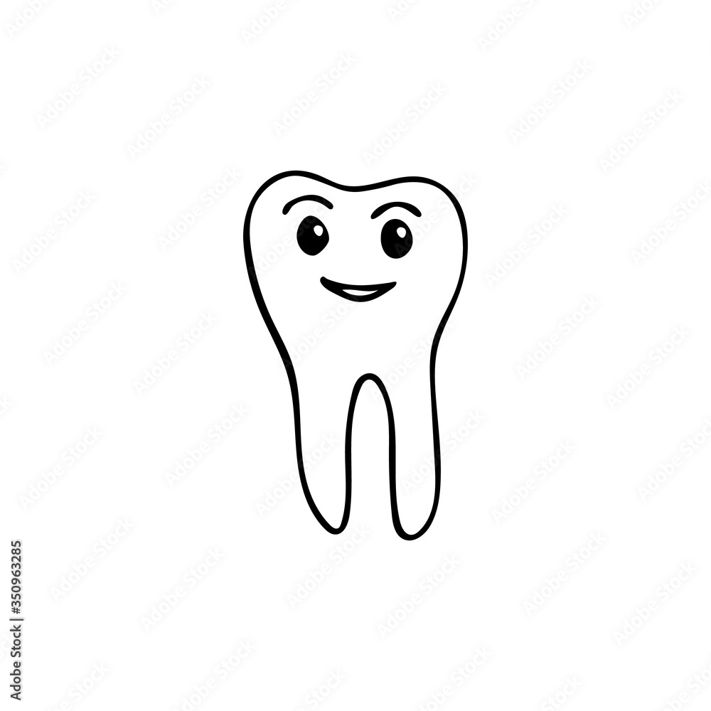 Doodle tooth vector illustration. Smiling tooth illustration. Doodle healthy tooth. Hand drawn tooth vector illustration Doodle tooth vector illustration. Smiling tooth illustration. Doodle healthy tooth. Hand drawn tooth vector illustration