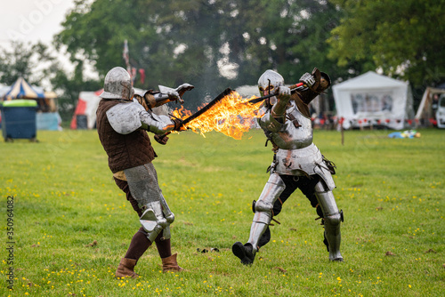 Knights sword fighting with Fire
