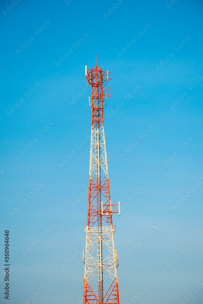 Telecommunication tower of 4G and 5G cellular. Antenna transmission communication. Cell phone signal base station. Telecommunication tower of 4G and 5G cellular. Antenna transmission communication. Cell phone signal base station.