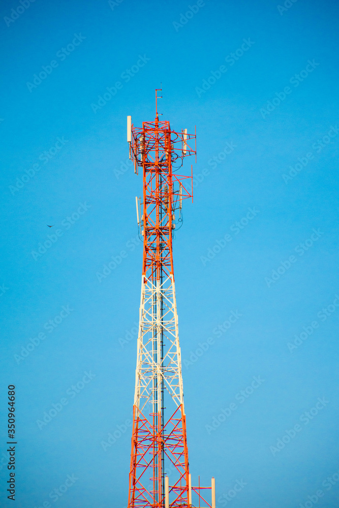 Telecommunication tower of 4G and 5G cellular. Antenna transmission communication. Cell phone signal base station. Telecommunication tower of 4G and 5G cellular. Antenna transmission communication. Cell phone signal base station.