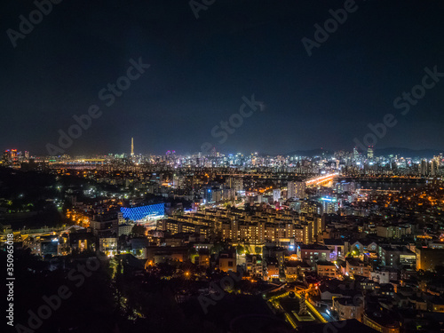 Night aerial view of Seoul