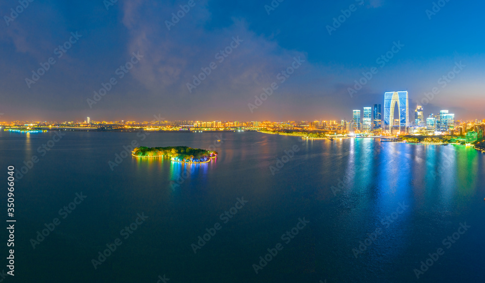Night view of CBD City, Suzhou Industrial Park, Jiangsu Province, China