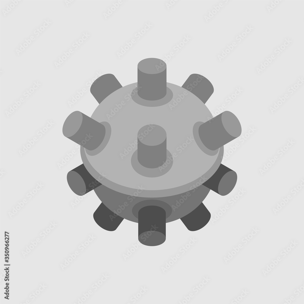 Naval mine isolated. Underwater bomb. vector illustration Stock Vector