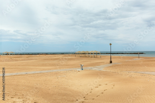 Panorama of a lonely romantic beach on the Mediterranean  Haifa