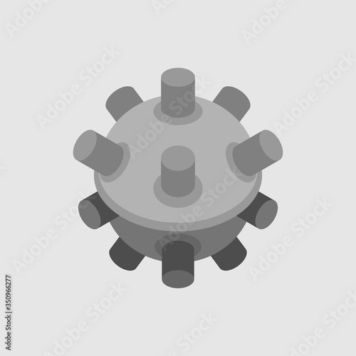 Naval mine isolated. Underwater bomb. vector illustration