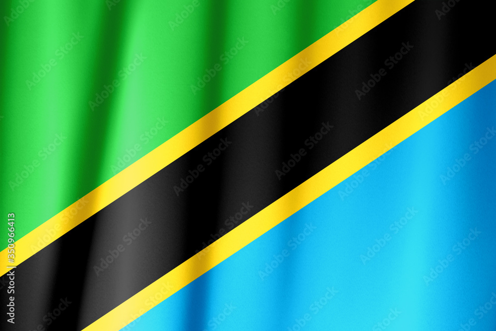 Waving flag of Tanzania. Flag has real fabric texture. Waving flag of Tanzania. Flag has real fabric texture.