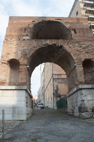 Benevento Italy - May 19  2020  the famous arc called  arco del sacramento  in benevento