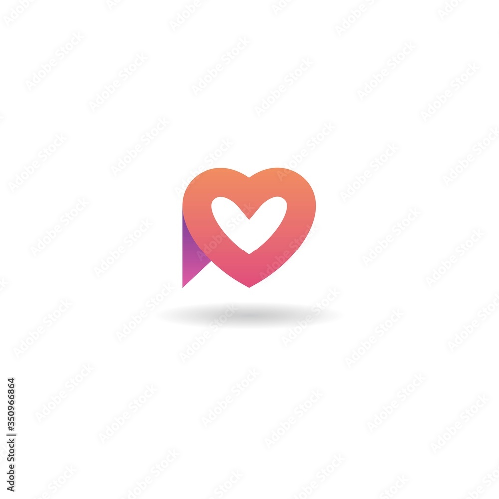 p letter with heart logo design template p letter with heart logo design template