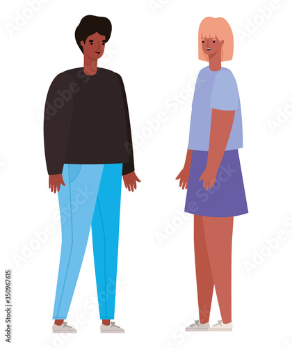 Woman and man avatar vector design