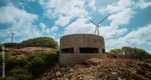 reinforced concrete bunker from the Second World War and located on the south-western coast of Sardinia photo