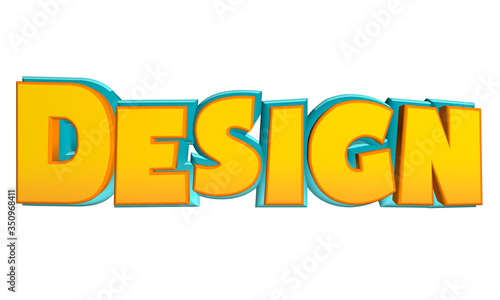 Design. Creative high detail yellow and blue comic font. Multilayer funny colorful 3d render text.