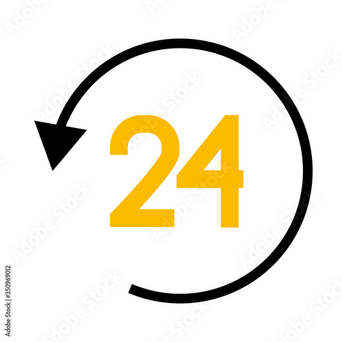 24 hours service symbol and arrow icon, half line half color style