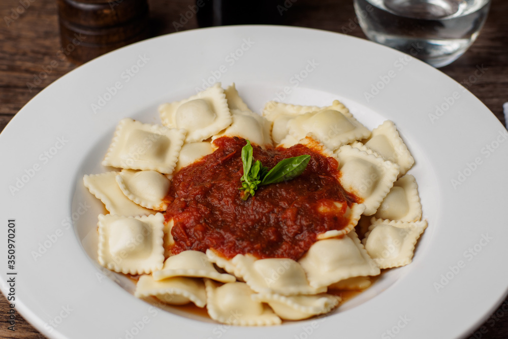 Italian ravioli with tomato sauce Italian ravioli with tomato sauce