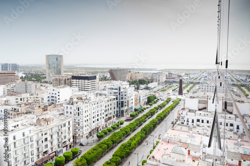 
TUNIS, TUNISIA: Avenue Habib Bourguiba near the monumental clock, 15 May 2015, immediately after the terrorist attack on the Bardo Museum. photo