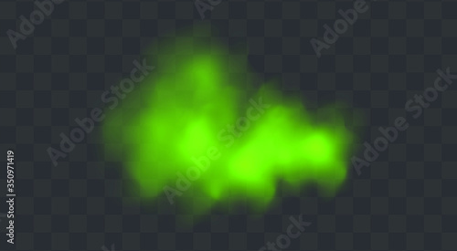 Green stink bad smell, smoke or poison gases,chemical toxic vapour.Vector realistic set of stench breath or sweat odor isolated on transparent checkered background.
