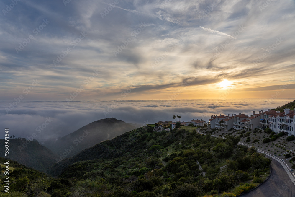 Sunset over the clouds in Laguna Beach California Sunset over the clouds in Laguna Beach California