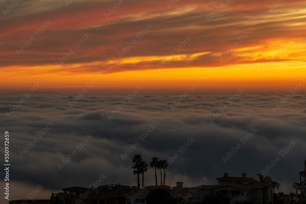 Sunset over the clouds in Laguna Beach California Sunset over the clouds in Laguna Beach California