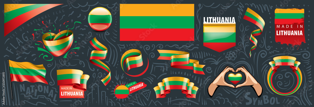 Vector set of the national flag of Lithuania in various creative designs Vector set of the national flag of Lithuania in various creative designs