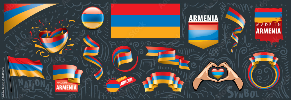 Vector set of the national flag of Armenia in various creative designs