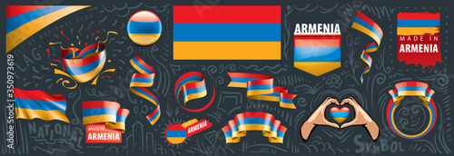 Vector set of the national flag of Armenia in various creative designs
