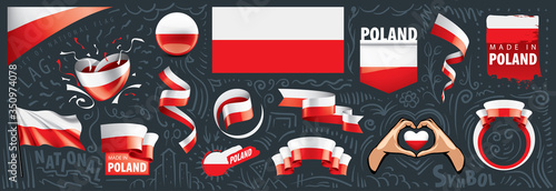 Vector set of the national flag of Poland in various creative designs