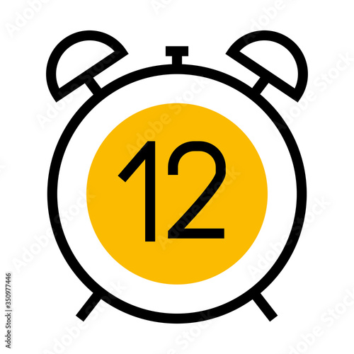 alarm clock with 12 number icon, half color half line style