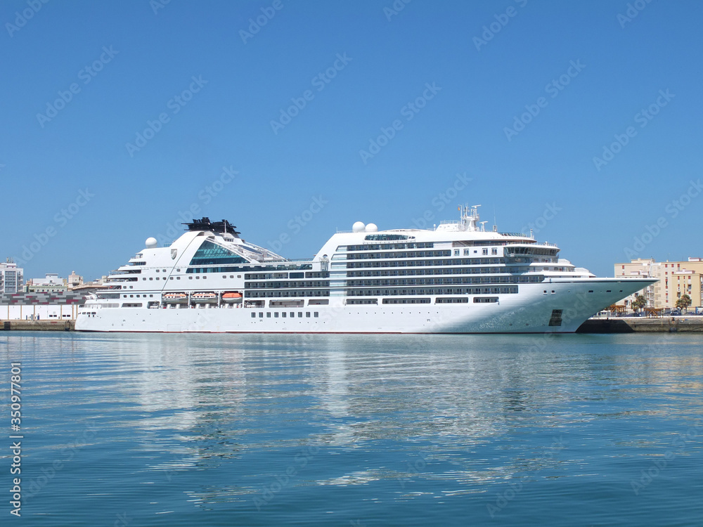 Cruise ship with blue sky