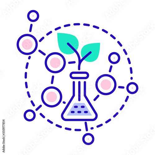 Genetically modified plant grown in test tube color line icon. Isolated vector element. Outline pictogram for web page, mobile app, promo.