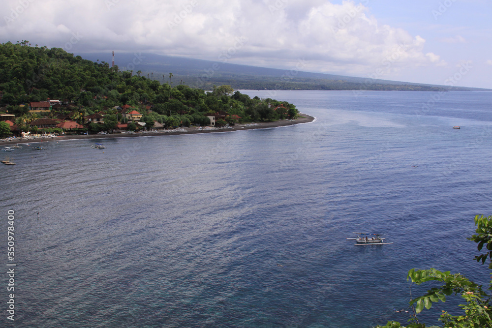 Amed bay on sunny day in Bali, Indonesia